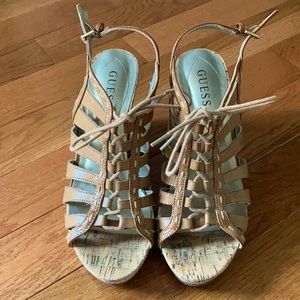 Guess lace-up wedge sandals